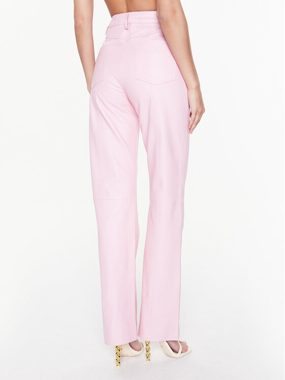 Remain Remain Kožne hlače Leather Straight RM2044 Ružičasta Straight Fit