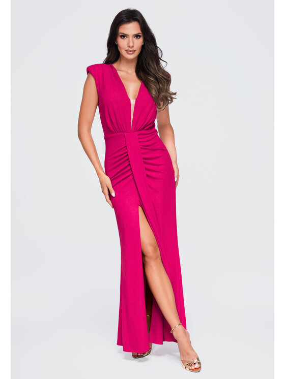 Ombre Ombre Sukienka wieczorowa LA-OM-DLR412 Różowy Slim Fit
