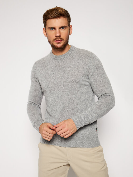 Woolrich Woolrich Sweter Supergeelong Logo CFWOKN0073MR UF0469 Szary Regular Fit