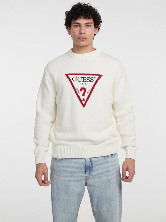 Guess Jeans Guess Jeans Sweter 172999 Biały Classic Fit