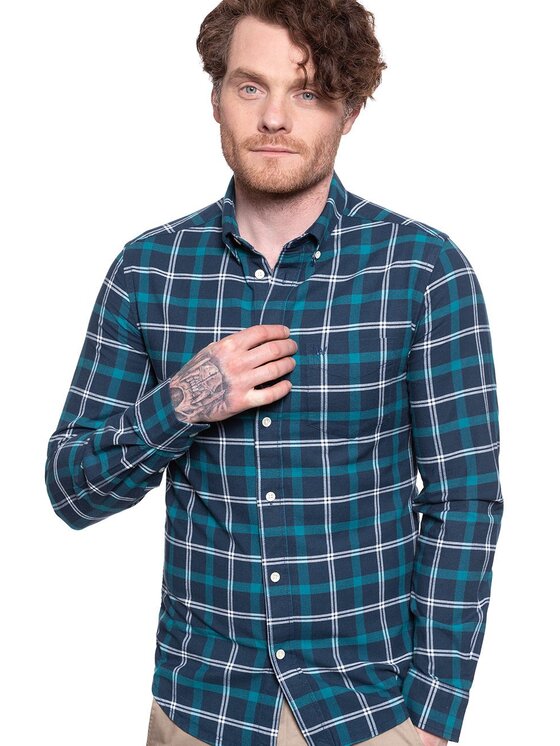 Wrangler Wrangler Koszula LS 1PKT BDOWN SHIRT Niebieski Regular Fit