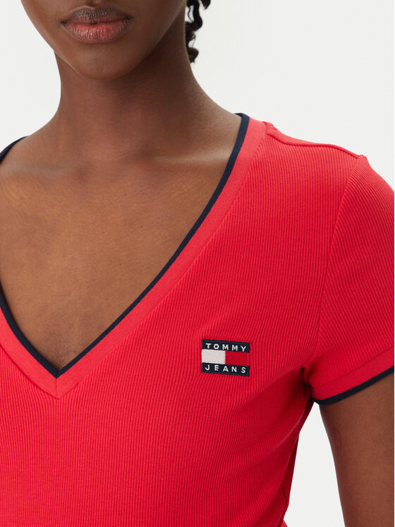 Tommy Jeans Tommy Jeans T-krekls DW0DW22275 Sarkans Slim Fit