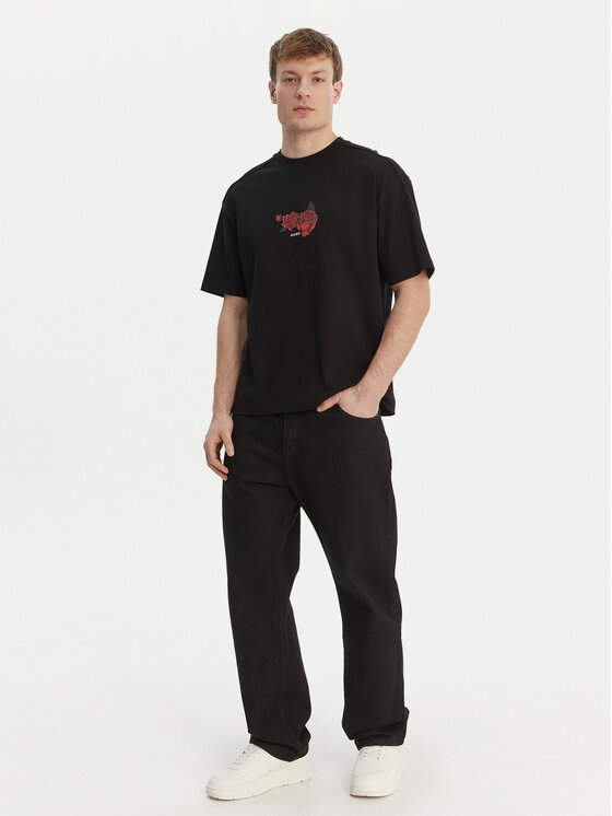 HUGO HUGO T-Shirt Domans 50564642 Černá Oversize
