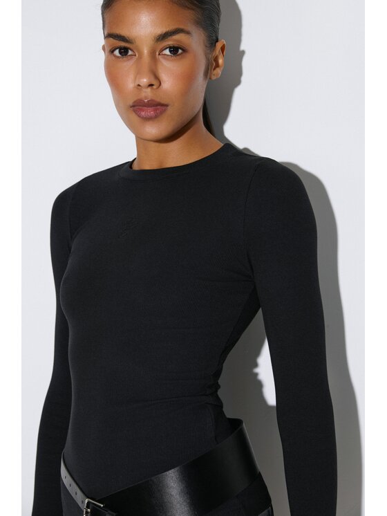 Estro Estro Longsleeve ER00120842 Czarny Slim Fit