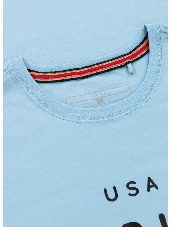 PITBULL PITBULL T-Shirt Koszulka męska Slim Fit USA CAL L Błękitny Regular Fit
