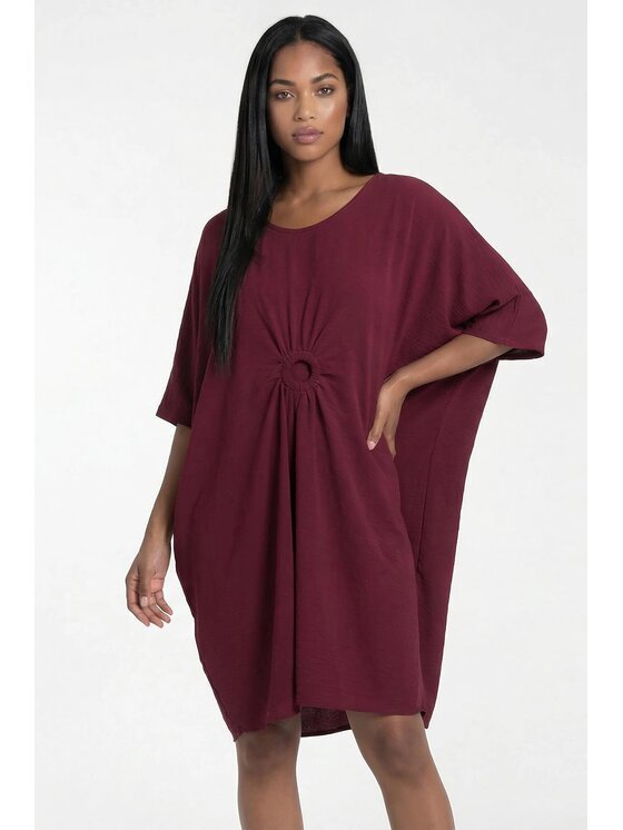 FIGL FIGL Sukienka codzienna M1327 Bordowy Oversize