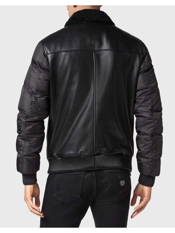 PHILIPP PLEIN PHILIPP PLEIN Kurtka skórzana 13305 Czarny Regular Fit