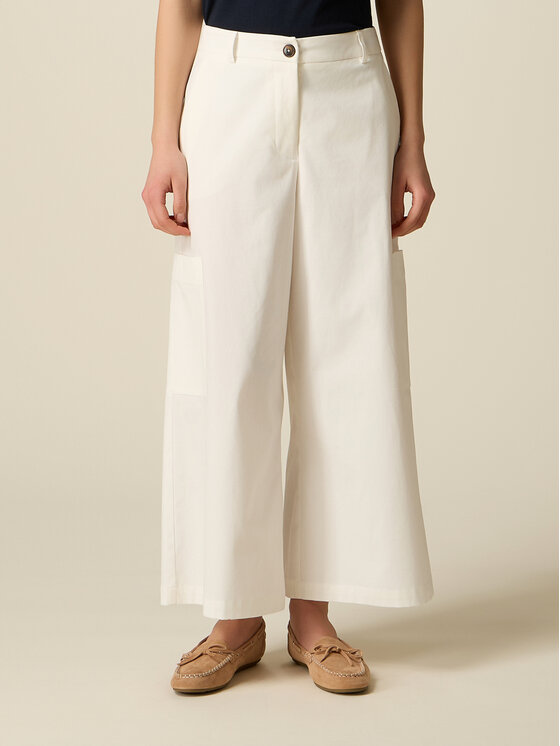 Oltre Oltre Spodnie materiałowe P744R008878N011 Biały Baggy Fit