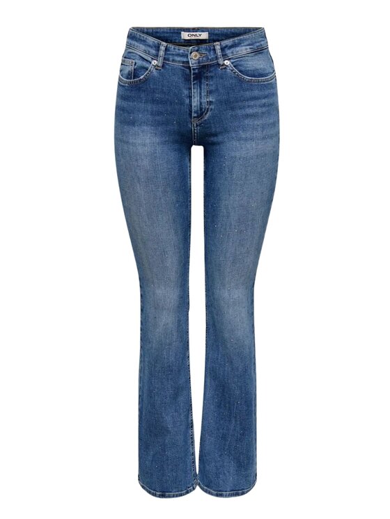 ONLY ONLY Τζιν ONLBLUSH JEANS MW FLA RHINESTONE Μπλε Flared Fit