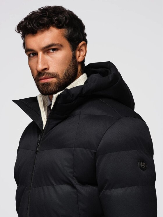 Ombre Ombre Kurtka zimowa OM-JALJ-0264 Czarny Regular Fit