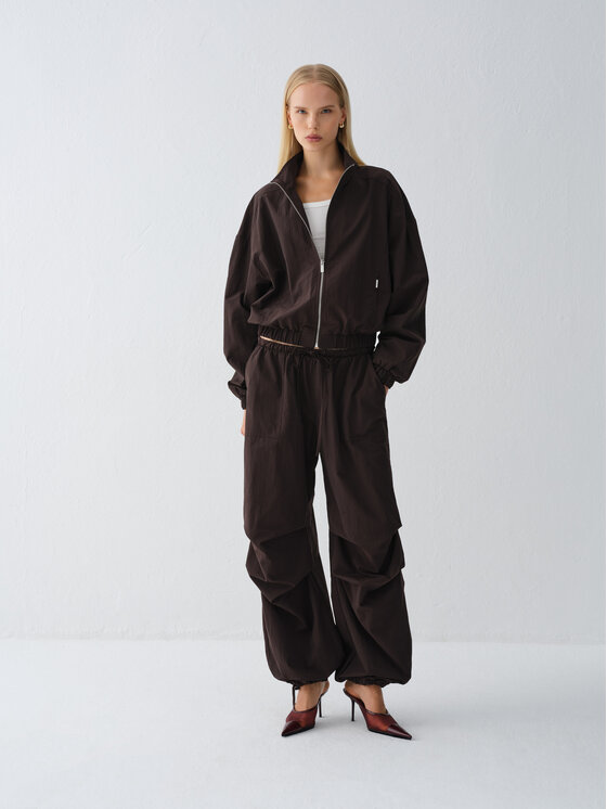 La Mania La Mania Spodnie cargo ETTE Brązowy ciemny Basic Fit