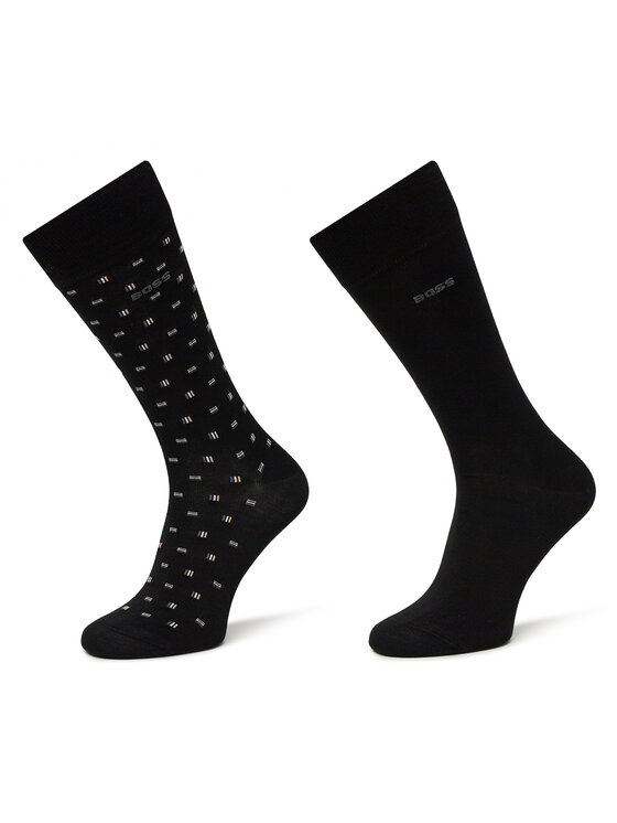 Set de 2 perechi de șosete lungi pentru bărbați BOSS 50524282 Negru