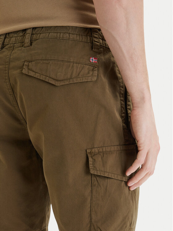 Napapijri Napapijri Szorty materiałowe N-Deline NP0A4HOT Khaki Regular Fit