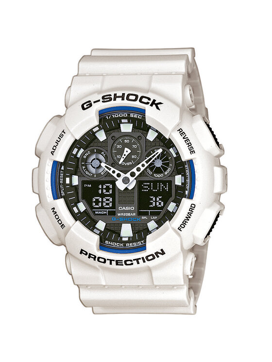 Casio Casio Zegarek SET GA-100B-7AER + BEZEL 10410475 + PASEK 10395227 Biały