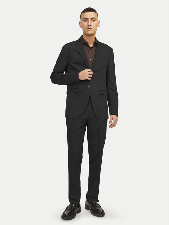 Jack & Jones Jack & Jones Společenské kalhoty Franco 12199893 Černá Super Slim Fit