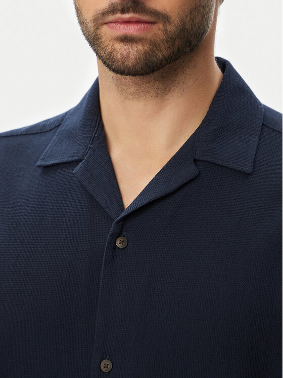 Jack & Jones Jack & Jones Hemd Global Waffle Resort 12295551 Dunkelblau Relaxed Fit