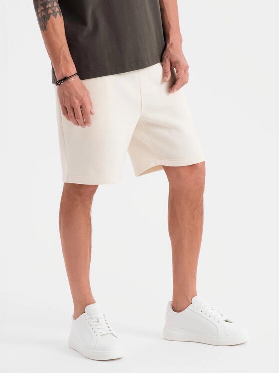 Ombre Ombre Szorty materiałowe OU-SRBC-0101 Écru Loose Fit