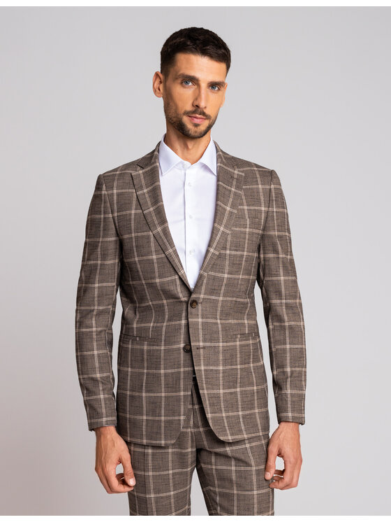 Borgio Borgio Marynarka crissolo Brązowy Slim Fit
