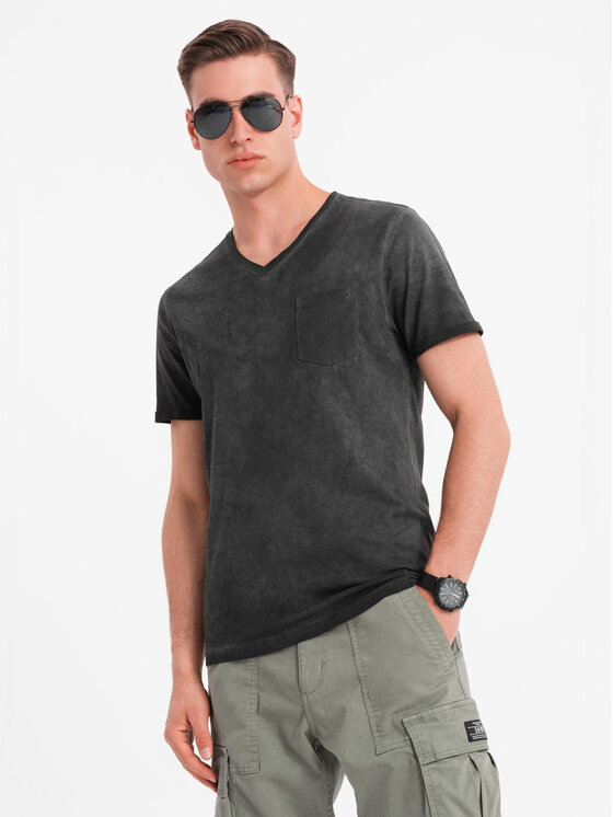 Ombre Ombre T-Shirt OM-TSWT-0242 Czarny Regular Fit