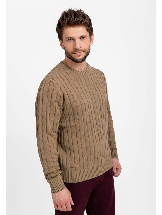 Volcano Volcano Sweter S-ROBY Beżowy Regular Fit