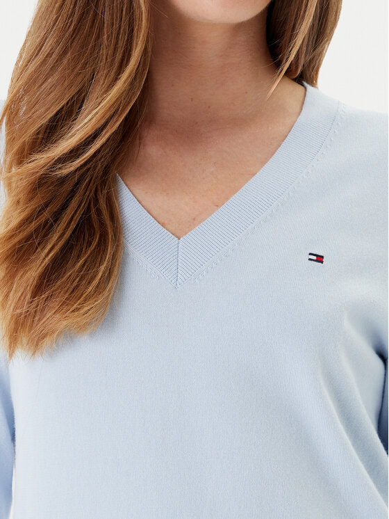 Tommy Hilfiger Tommy Hilfiger Pulover WW0WW40098 Albastru celest Regular Fit