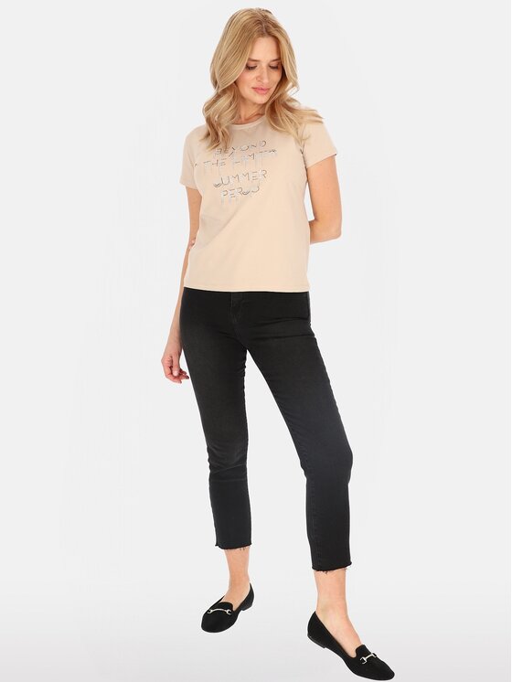 Perso Perso T-Shirt TCE241100F Béžová Regular Fit