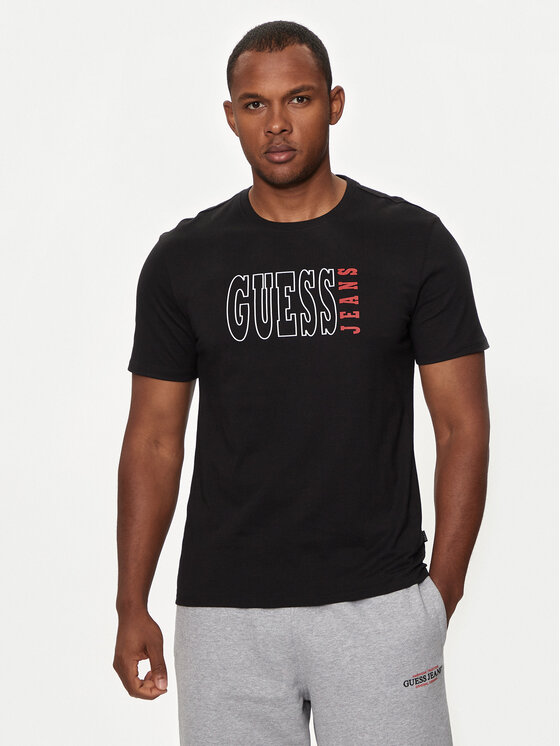 Guess Jeans Majica M4YI56 K8HM0 Črna Slim Fit