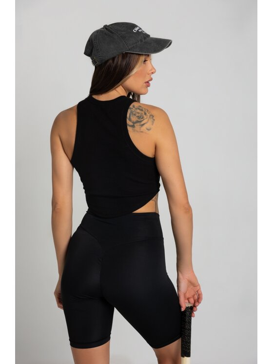 Chiara Wear Chiara Wear Tank top Top owalny (bokserka) Czarny Extra Slim Fit