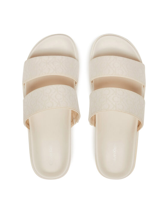 Calvin Klein Calvin Klein Klapki Flat Slide Jacq HW0HW02486 Écru