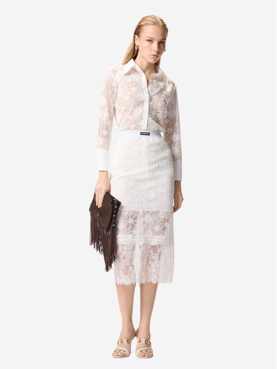 PINKO PINKO Koszula COLINE CAMICIA PIZZO REBRODE Biały Regular Fit