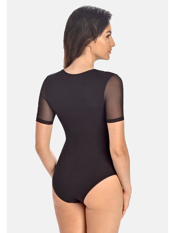 Teyli Teyli Body damskie z siateczką Juliet Czarny Regular Fit