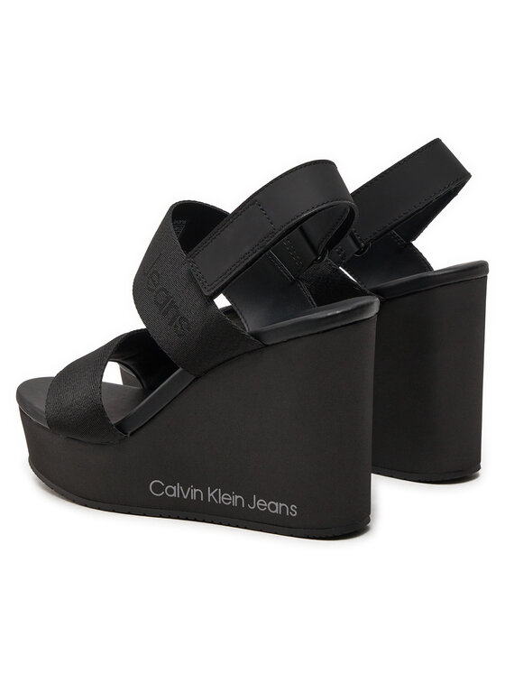 Calvin Klein Jeans Calvin Klein Jeans Sandale Wedge Sandal Webbing In Mtl YW0YW01479 Crna