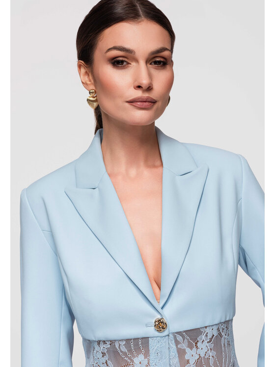 Ombre Ombre Marynarka OW-BLZB-0108 Niebieski Slim Fit