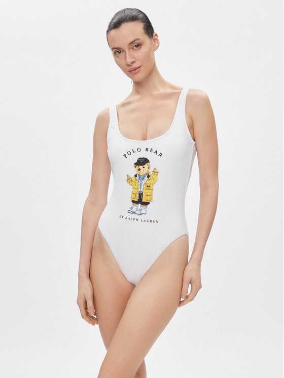 Dámské Jednodílné plavky Polo Ralph Lauren, Velikost:S, Barva: Bílá, 21490410