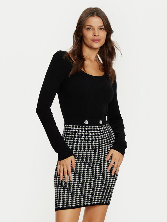 Guess Guess Kötött ruha W5RK12 Z3KX0 Fekete Slim Fit