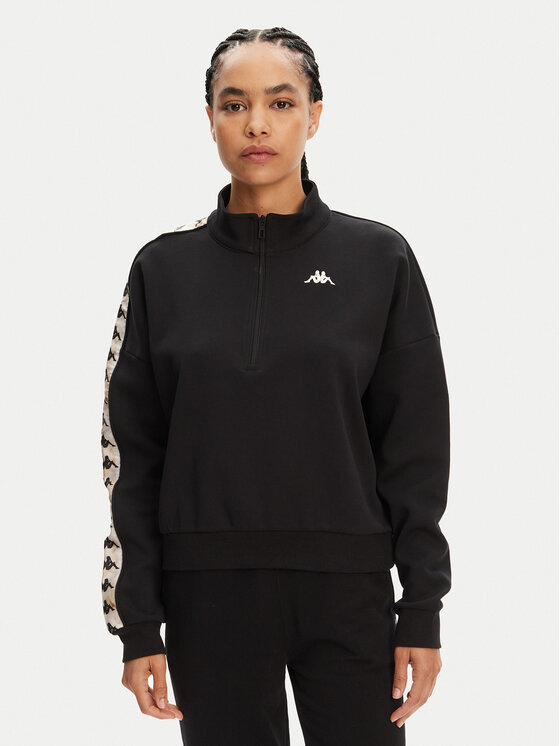 Kappa Mikina Banda Pepitagt 321Q4RW Čierna Relaxed Fit