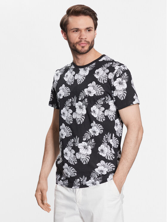 Jack&Jones Majica Tropicana 12223932 Črna Regular Fit