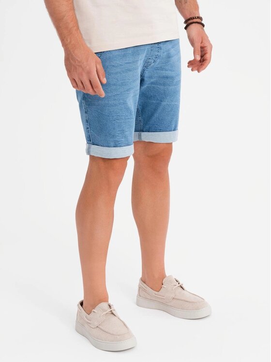 Ombre Ombre Szorty jeansowe OM-SRDS-0161 Niebieski Regular Fit