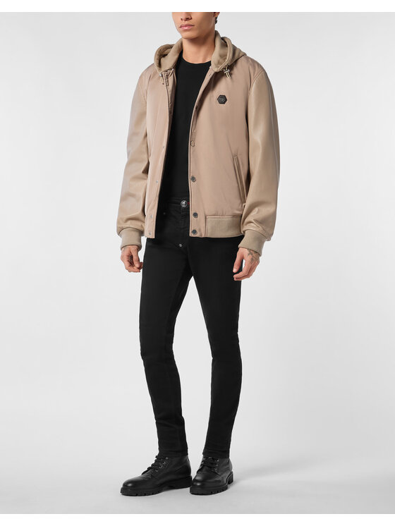 PHILIPP PLEIN PHILIPP PLEIN Giacca di pelle 26983 Beige Regular Fit