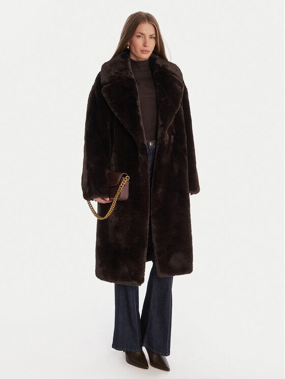 Guess Guess Кожено палто W5BL95 WJ110 Кафяв Regular Fit