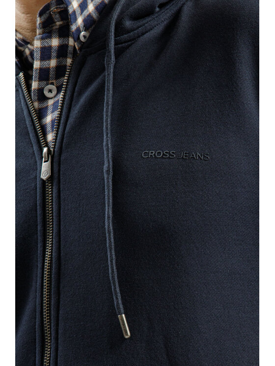 Cross Jeans Cross Jeans Bluza 25452-001 Granatowy Zipped Hoodie Fit