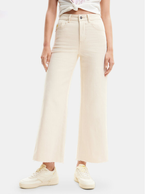 Desigual Jeans Denvere 24SWDD76 Écru Cropped Fit, taglia : 44