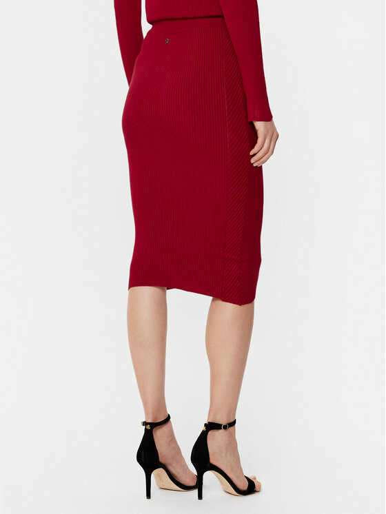 Guess Guess Fustă midi W5RD15 Z2V62 Roșu Slim Fit