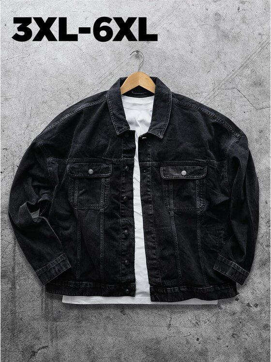 Point X Point X Kurtka jeansowa Kurtka Jeansowa Point X Base Big Size Czarna 4XL Czarny Regular Fit