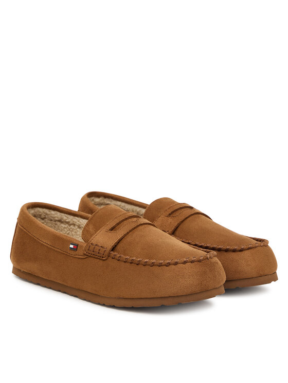 Tommy Hilfiger Tommy Hilfiger Kapcie Hilfiger Driver House Shoe FM0FM06012 Brązowy jasny