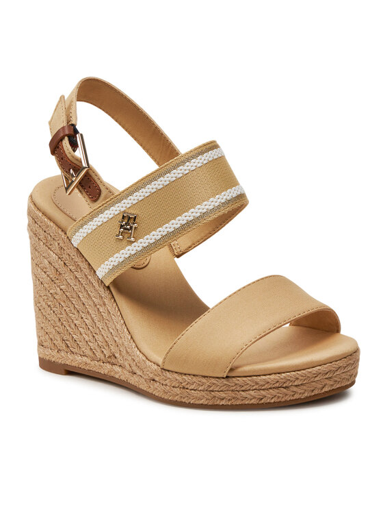 Tommy Hilfiger Tommy Hilfiger Εσπαντρίγιες Webbing High Wedge Sandal FW0FW08045 Μπεζ