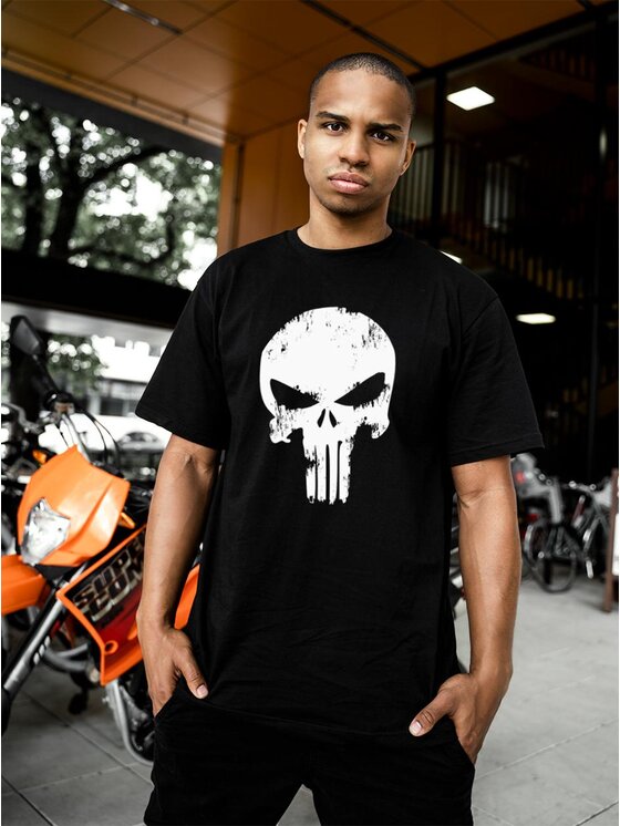 Marvel Marvel T-Shirt Koszulka Z Krótkim Rękawem Męska Czarna Marvel Comics Punisher Crushed Logo M Czarny Regular Fit