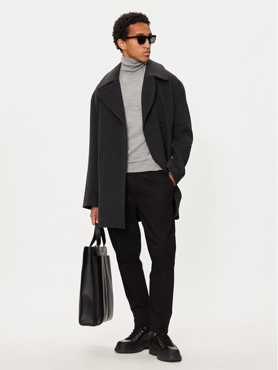 Michael Kors Michael Kors Palton de lână CF42083BQA Gri Oversize