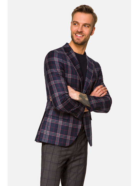 Lancerto Lancerto Marynarka Lanzarote Granatowy Regular Fit