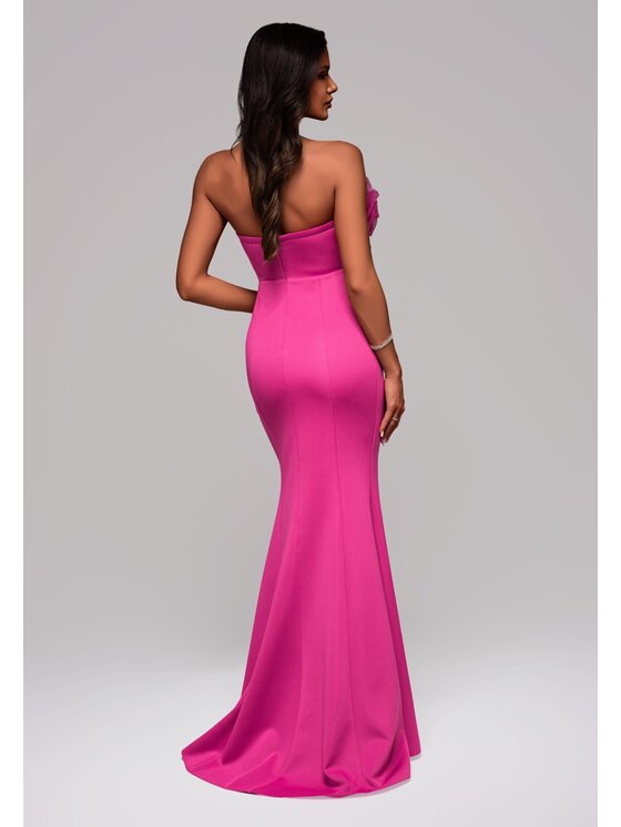 Ombre Ombre Večerní šaty LA-OM-DLR119 Růžová Slim Fit